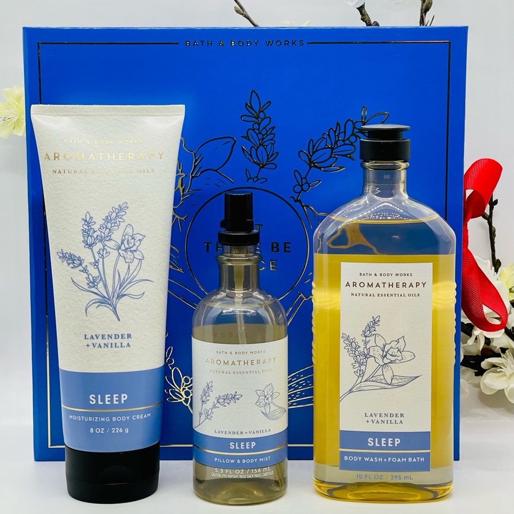 Bath and Body Works Aromatherapy Sleep Lavender-Vanilla 3-Piece Gift Box Set